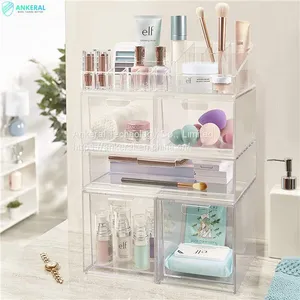 2021 Best Selling High Quality Clear Acrylic Cosmetic Drawer Box Makeup Jewelry Organizer Box thumbnail-2