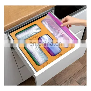 Wholesale Bamboo Plastic Baggie Ziplock Bag Kitchen Drawer Storage Organizer Laser Printing With 4 Holes thumbnail-2