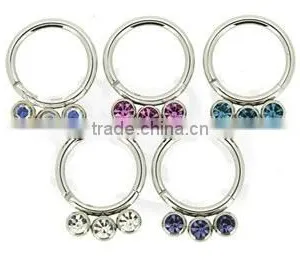 Circle CZ 316L Surgical Steel Septum Clicker Nose Piercing Body Jewelry thumbnail-1