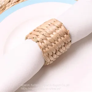 Hand Woven Crafts Natural Water Hyacinth Napkin Rings for Banquet Rustic Wedding thumbnail-2