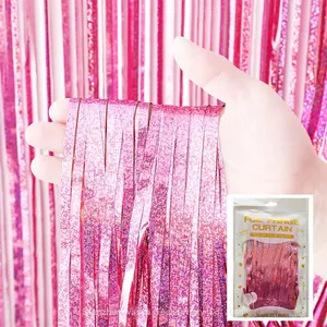 Bulk Seasonal Foil Curtains - Valentine’s Red/Christmas Gold, Festival Distributor Curtains thumbnail-3
