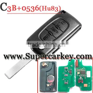 High Quality 3 Button Remote Key For Citroen Flip Key 0536 HU83 Blade thumbnail-1