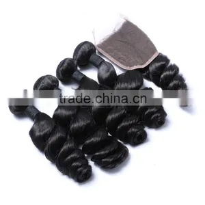 Mongolian Deep Loose Rose Wave Curly Virgin Remy Hair Extensions With Back Closure Silk Lace Closure Hair Supplier's Choice thumbnail-3
