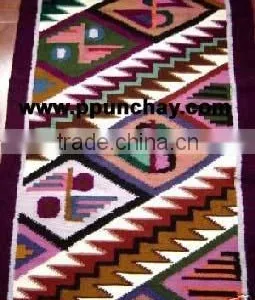 Woven Wool Tapestry / Woven Wool Rug / Woven Wool Runner / Woven Wool Wall Decor 58x24" Peru thumbnail-1