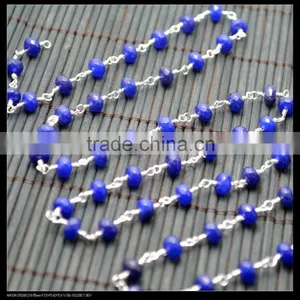LFD-0015C ~ Wholesale Silver Plated Wire Wrapped Blue Stone Chain Beaded Jewelry Finding thumbnail-4
