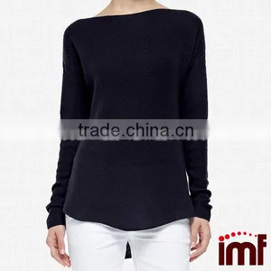 Women Cashmere Ribbed Boatneck Sweater thumbnail-1