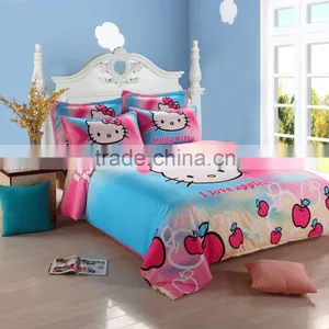 High Quality 100% Cotton Reactive Printed Hello Kitty Bedding Sets for Children thumbnail-3
