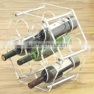 Home Design Clear Acrylic Decoration Waving White/Red Wine Bottle Display Rack Beverage Storage Houseware Acryl Plastic Holder thumbnail-5