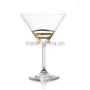 Clear Customized Clear Martini Cocktail Glass With Real Gold Circle Decal Dubai Hotel Glassware Supplier thumbnail-1