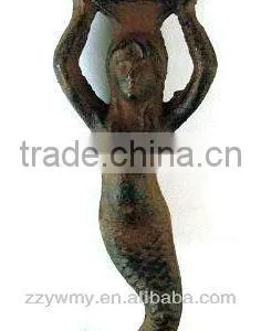 Antique Reproduction Iron Mermaid Bottle Opener Rust thumbnail-1