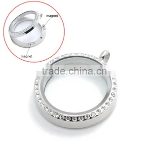 Hot Selling 30mm Round Crystal Floating Glass Locket thumbnail-5