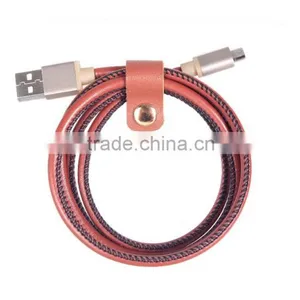 Walnut Micro Leather Cable for Samsung /andriod Mobile Phone thumbnail-2