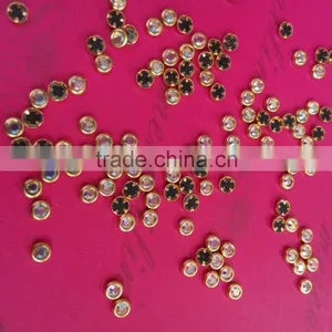 500pcs 3mm Glass Gems Stone Nail Jewelry With Gold Metal Ring thumbnail-2