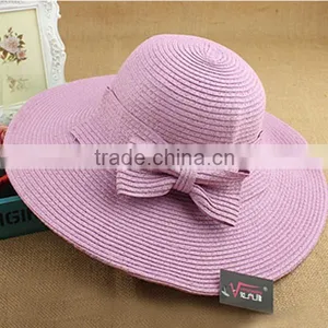Wholesale Fashion Straw Hats With Bow Tie Decoration for Summer Hat for Lady&women thumbnail-3