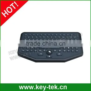 IP68 Ruggedized Sealed Silicone Industrial Military Keyboard With Optical Trackball thumbnail-1
