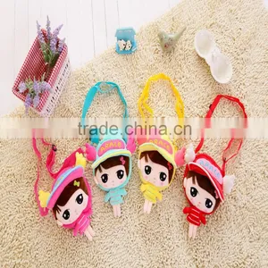 30*20cm Beautiful Customized Blue Plush Angel Girl Doll Satchel With Matched Embroidery Cap thumbnail-4