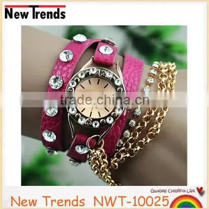 Hot Sale Women Dress Leather Strap Quartz Watches for Ladies thumbnail-3