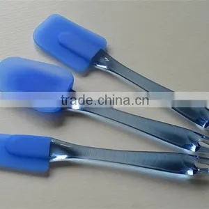 Kitchen Utensils Food Grade Approved Easy Flex 3-piece Silicone Spatula Set, Blue thumbnail-1