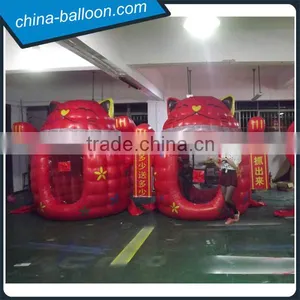 Inflatable Red Fortune Cat Cash Machine / Inflatable Cartoon Money Machine for Sales Promotion thumbnail-2