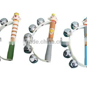 Wooden Rattle Handle Jingle Bell Educational Music Toy thumbnail-1