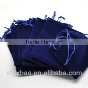 Dark Blue Embroidered Drawstring Jewelry Bag thumbnail-1