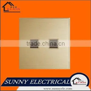 British Style Brushed Aluminum Golden 2 Computer/TEL Socket thumbnail-1