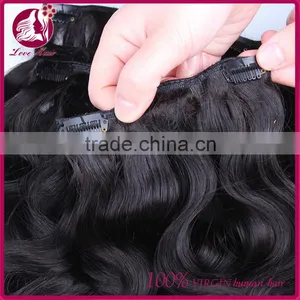 Clip In Human Hair Extensions Mongolian Virgin Hair Body Wave Clip In Hair Extensions Natural Color Mongolian Body Wave Clip Ins thumbnail-3