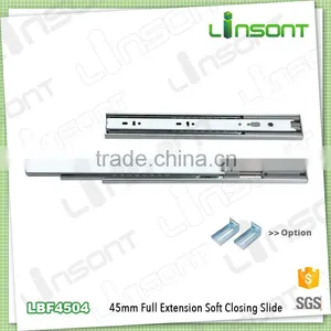 Durable 45mm Full Extension Soft Close Guide Rail Hardwares Ball Bearing Slide thumbnail-1