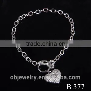 Tribal Loop Silver Heart and Key Chain Bracelet thumbnail-2