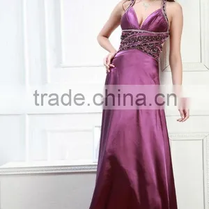 Evening Sequins Beaded Dresses Purple Evening Dress Spaghetti Strap Sexy Backless Evening Dress 7E-114 thumbnail-1