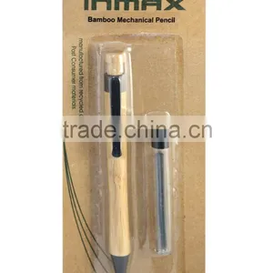 Black Plactic Clip and Tip Bamboo Barrel Mechanical Pencil and Pencil Lead in Blister Card Set thumbnail-1