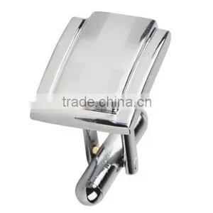 Silver Rectangle Cross Fashion Men's Cuff Links thumbnail-2