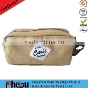 Black Leather Canvas Toiletry Bag Men Shaving Kit Bag(CAS15-031) thumbnail-1