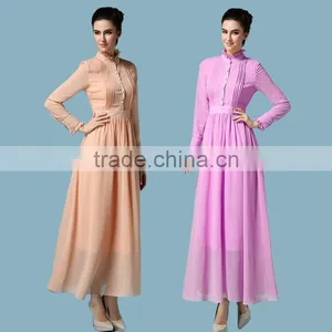 2016 Spring New High Quality Women Vintage Royal Style Stand Lace Neck Long Sleeve Slim Empire Waist Party Mai Dress thumbnail-1