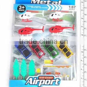 2014 NEW ARRRIVAL1:87 SCALE DIE CARST METAL AIRPORT WITH HELICOPTER CAR TOYS TRANSPORTATION SET FOR KIDS thumbnail-1