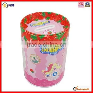 Round Fancy Coin Bank Metal Tin Box thumbnail-1