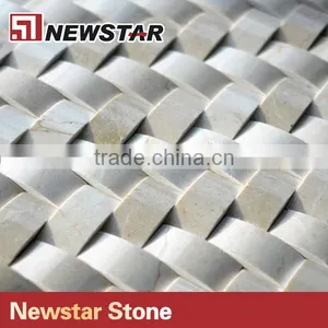 Newstar Herringbone 3d Cambered Crema Marfil Polished Tile Mosaic thumbnail-3