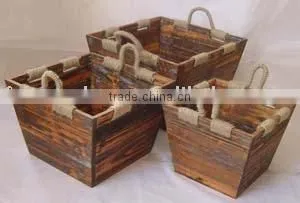 Garden Ware Wooden Flowerpots With Rope Decoration thumbnail-2