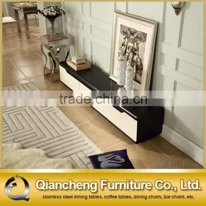 Metal Remote Controlled tv Stand With White Lacquer Wooden Drawer thumbnail-4