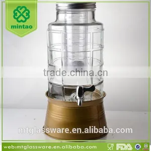 333OZ Glass Drink Dispenser , Glass Yard Dispenser With Ice Bucket thumbnail-1
