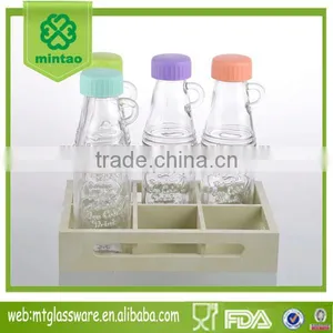 12oz Candy Color Lid Milk Bottle Galss With Wodem Stand thumbnail-1