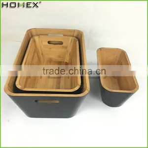 Easy Serving Handle Bamboo Storage Bin and Organizer Box/Homex_FSC/BSCI Factory thumbnail-1