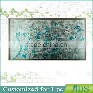 Framed Handmade Carve Pattens With Silver Leaf MDF Modern Glass Wall Art Decor thumbnail-2