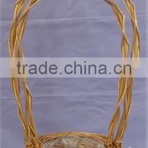 Round Willow Basket With Long Handle thumbnail-1