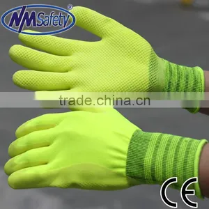 NMSAFETY 13 Gauge Micro Foam Latex Glove Hiviz Yellow Soft Workman Safe Latex Gloves thumbnail-1