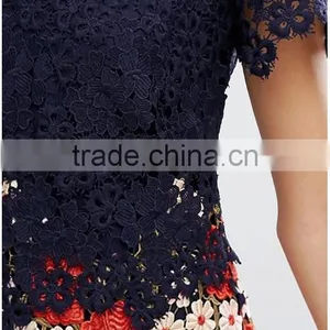 Beautiful Lace Dress Christmas Crocheted High Waist Short Sleeve Women Dress Fashion Party Club Short Dress thumbnail-5