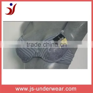 Plus Size Women Sexy Revealing Lingerie Padded Bra, Polyester Jersey Lace Trim Mature Women Plus Size Lingerie thumbnail-1