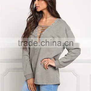 MGOO 2017 Manufacturer Custom Made Your Own Tags Clothes Grey Terry Cotton Polyester Olive Brushed Terry Tunic Tops thumbnail-5