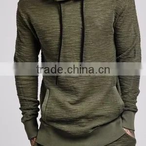 Reverse Slub Khaki Overhead Hoody + Jogger Pant Warm Tracksuit thumbnail-1