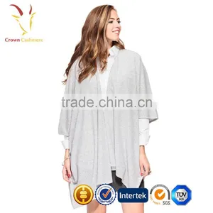 2016 New Fashion 100% Pure Knitting Cashmere Poncho for Women thumbnail-3